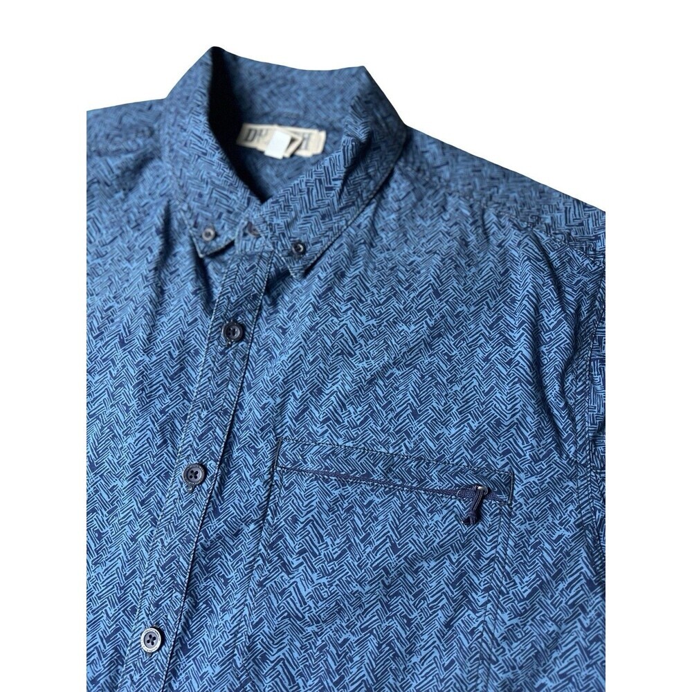 Duluth Mens Size XL Mens Canyoneer Long Sleeve Button Down Shirt Blue Zip Pocket